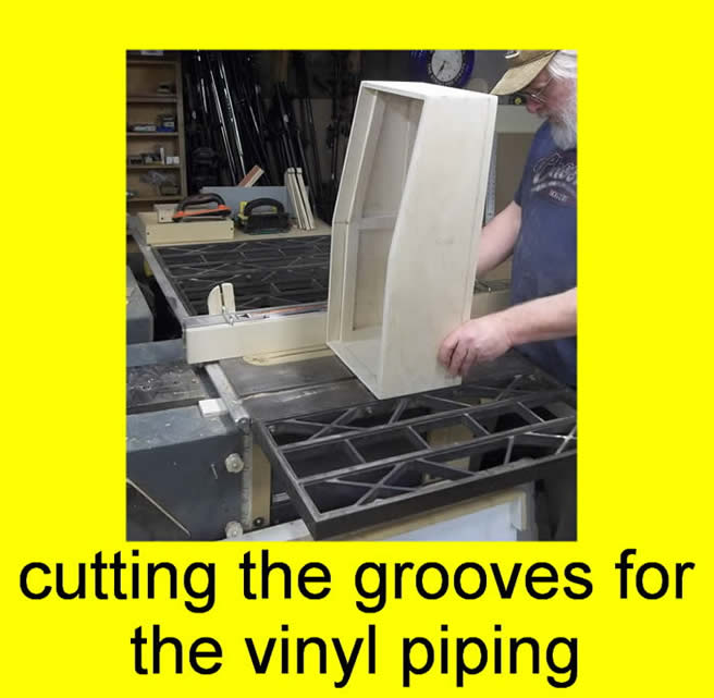 May be an image of text that says 'cutting the grooves for the vinyl piping'